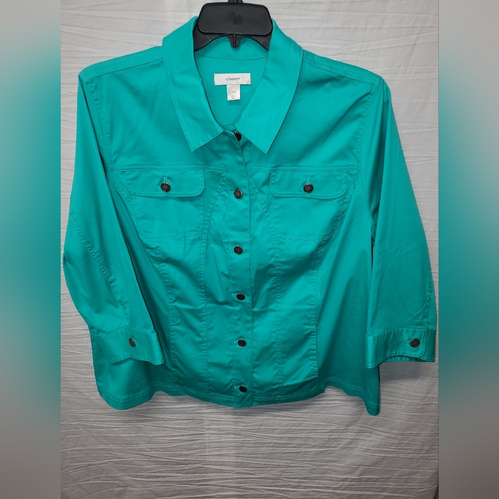 Women's Plus CJ Banks Teal lightweight Jacket